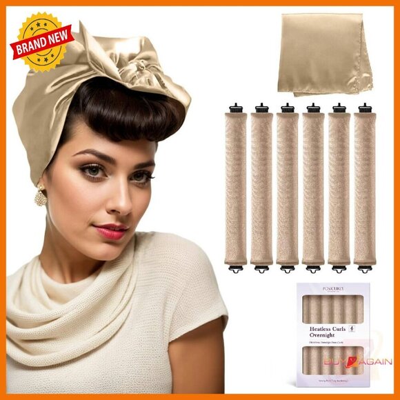 Heatless Overnight Hair Curlers 6-Pack with Satin Scarf No Damage main image 7